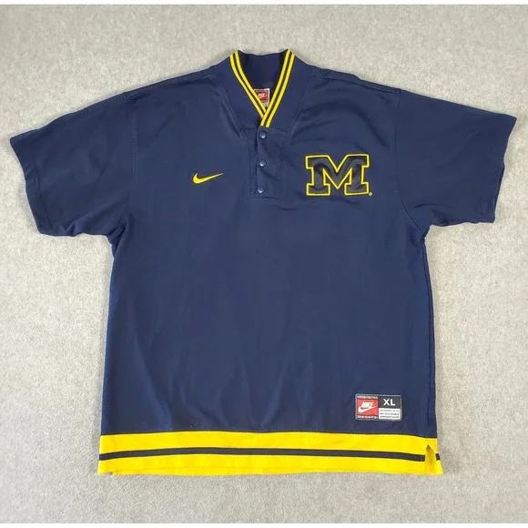Vintage Nike Michigan Wolverines Pullover Jersey Shirt Navy Blue Yellow Mens XL