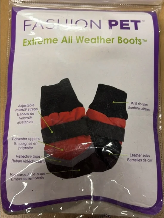 Fashion Pet Weather Boots Red and Black for Small Dogs