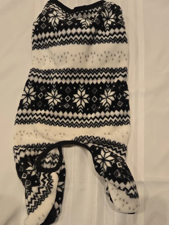 Fair Isle Black & White Fleece Dog Onsie