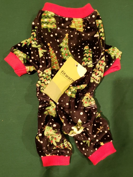 Dog Outfit with Christmas Tree Pattern