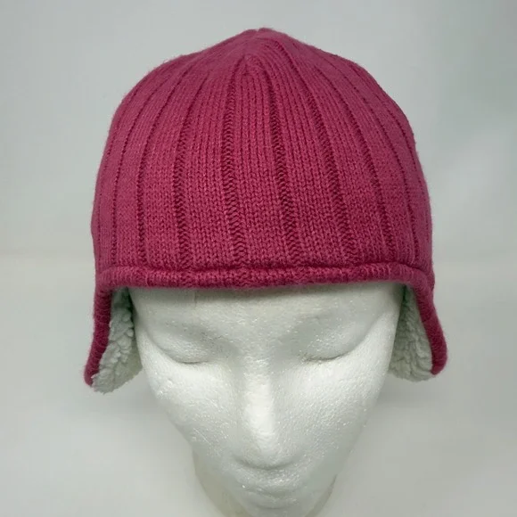 Carhartt Girls Pink Ribbed Winter Trapper Hat with Sherpa Lining and‎ Embroidery