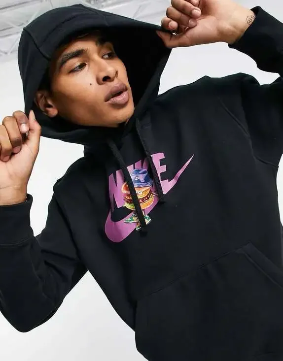 Nike Burger Bucket Fleece Hoodie Size S Black DN5180-010