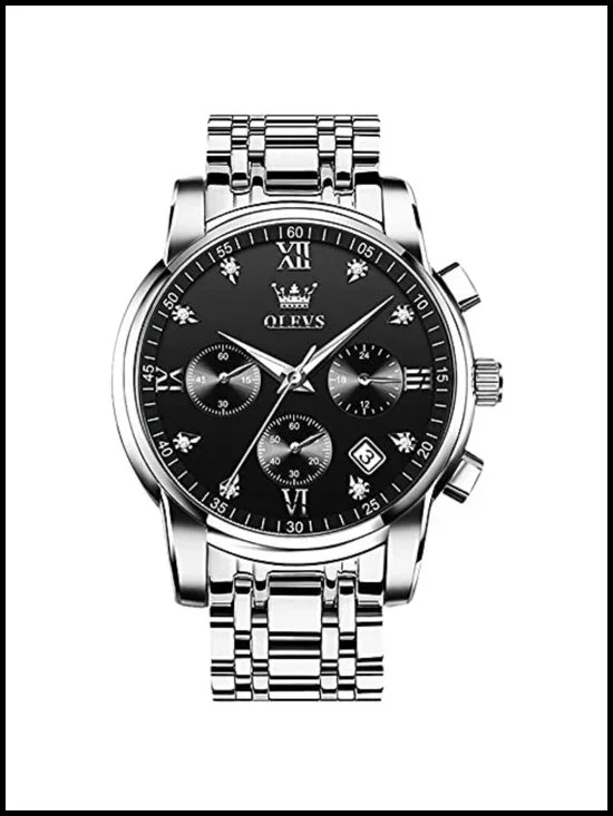 Men's Quartz Chronograph Watch Waterproof Luminous Stainless Steel