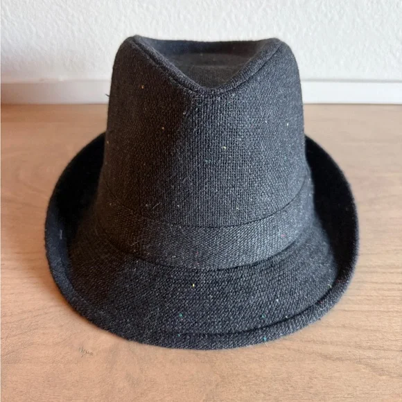 NWT Cat & Jack Boys Tweed Charcoal Gray/Black Fedora Hat, M