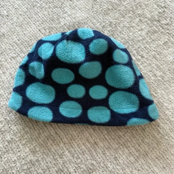 Hanna Andersson‎ Fleece Beanie Hat Blue Polka Dot Kids Warm Winter