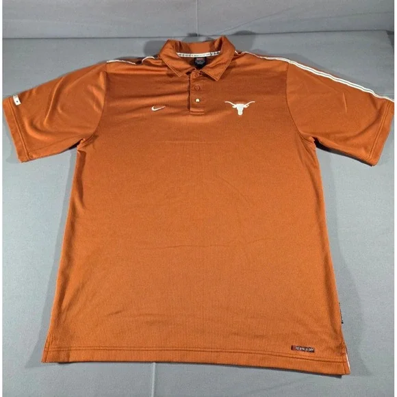 Vintage Nike Shirt Mens Large Orange White Texas Longhorns Textured Polo NCAA