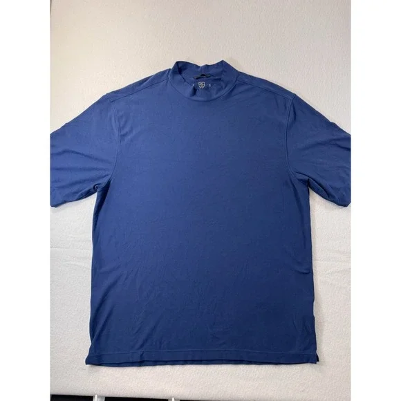 Vintage Nike Golf Shirt Men's Large Blue Mock Neck Performance Y2K Tiger Woods