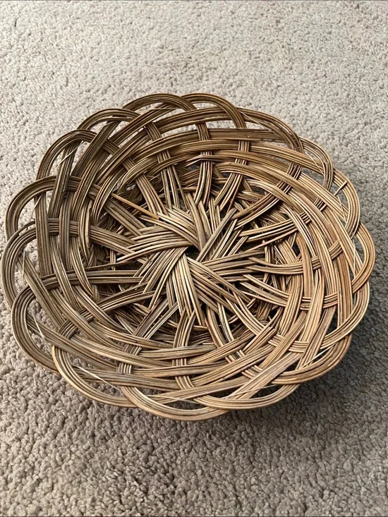 Farmhouse Woven Natural Rattan Decorative Basket - Brown