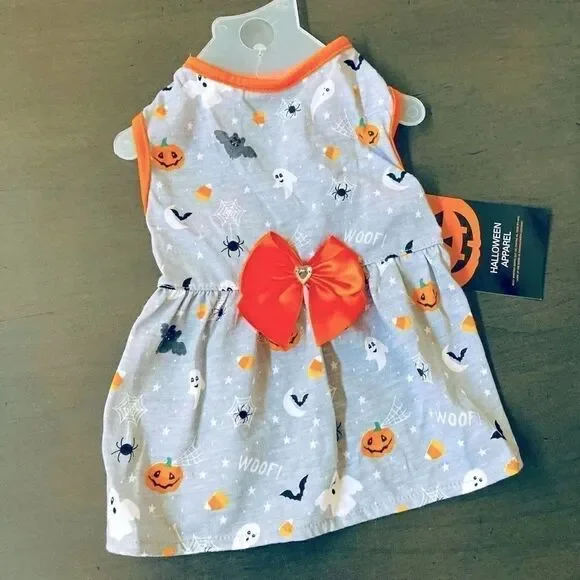 NWT Halloween Dog Jeweled Bow Pet Costume Dress S