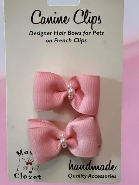 Max’s Closet Canine Clips Pink Dog Hair Bows - Pack of 2