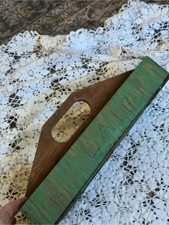 Vintage Wooden Plaster Float Green Primitive Carpenter Tool Farmhouse Decor
