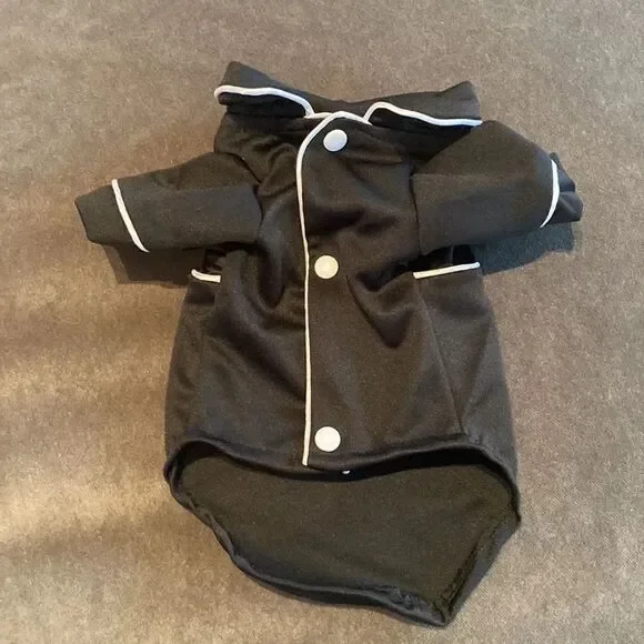 Dog Shirt Black with Collar & White Accents Size S NEW
