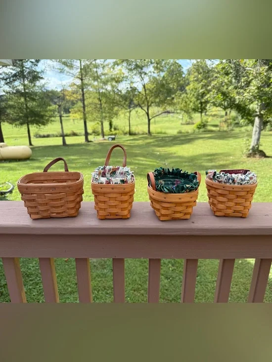 Vtg Longaberger Basket Lot of Four Hanging Wall & Hostess Herb Booking Baskets