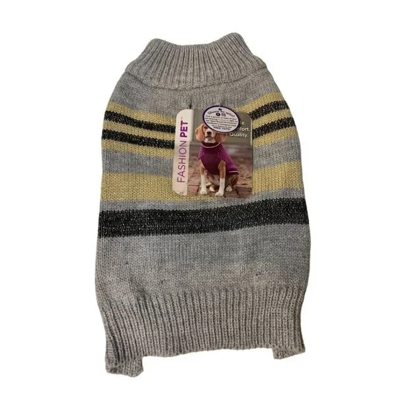 Small‎ Fashion Pet Striped Gray Sweater Dog 10