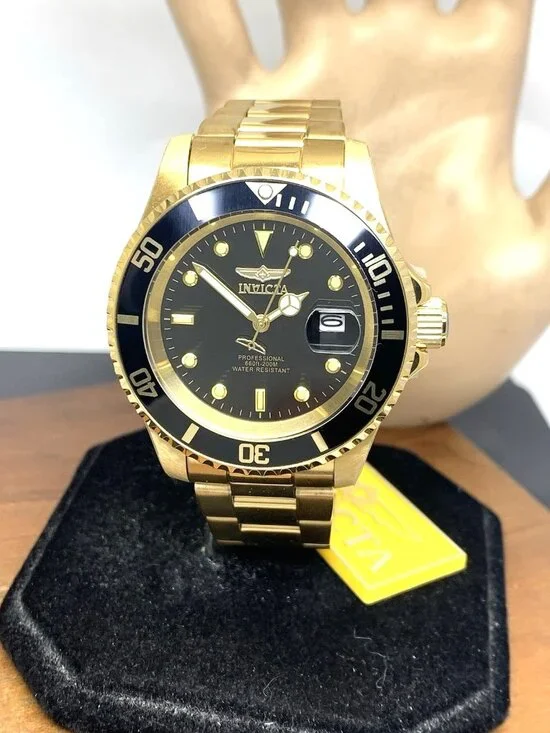 Invicta Men's Watch 26975 Pro Diver Black Dial Gold Stainless Steel Quartz 40mm
