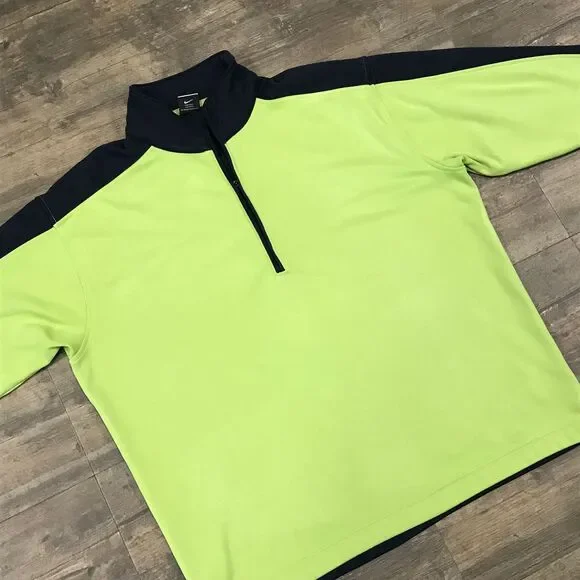 Vintage Nike‎ Golf 1/4 Zip Pullover Dri-Fit Men Size XXL Green Navy Blue Swoosh