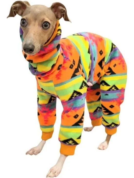 Cozy Nordic Fleece Turtleneck Sweater for Italian Greyhound & Whippet - Orange