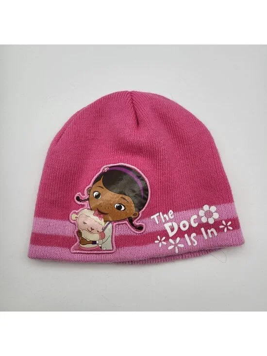 Disney Doc McStuffins girls' knit winter beanie hat cap Lamb hug