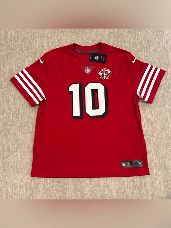 Men’s Size 2XL San Francisco 49ers Jimmy Garoppolo 75th Anniversary Patch Jersey