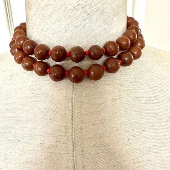 Brown and red beaded necklace