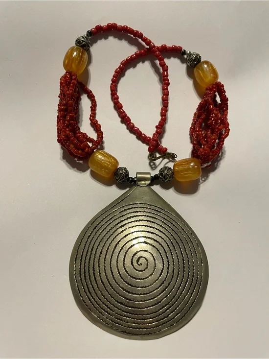 Vintage African Tuareg Talisman Necklace #9844