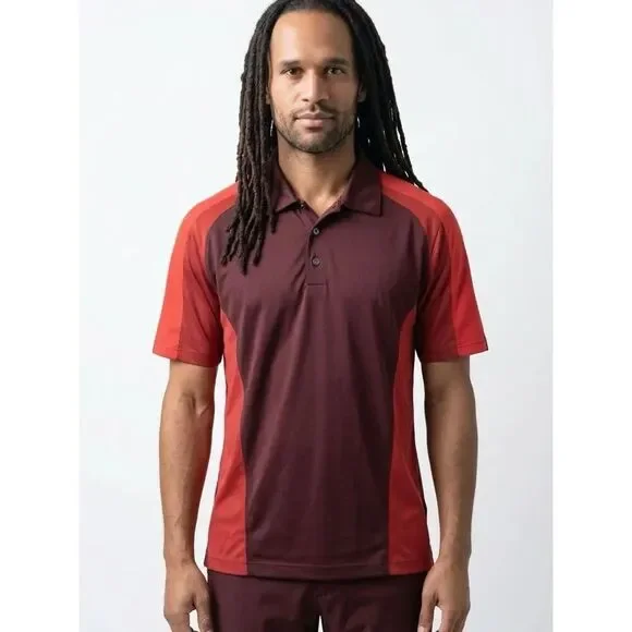 NIKE | Burgundy & Orange Golf Polo Dri Fit UV L