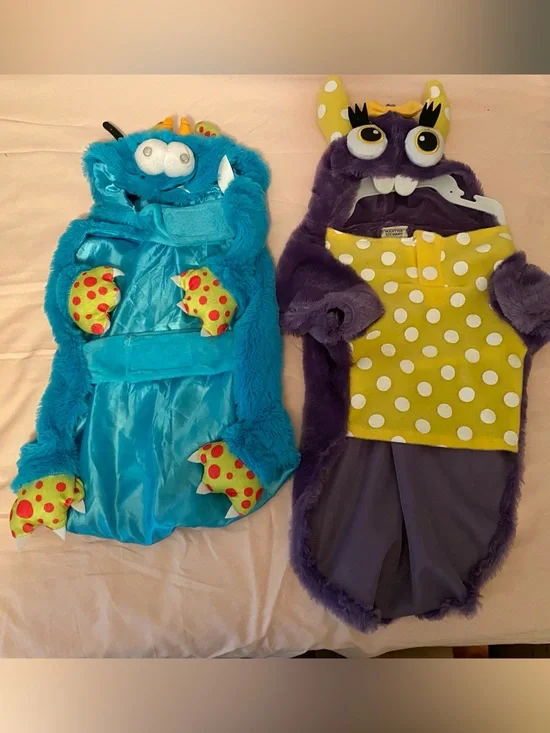 Martha Stewart Blue and Purple Plush Monster Dog Costume Set of 2 - NWOT - Large