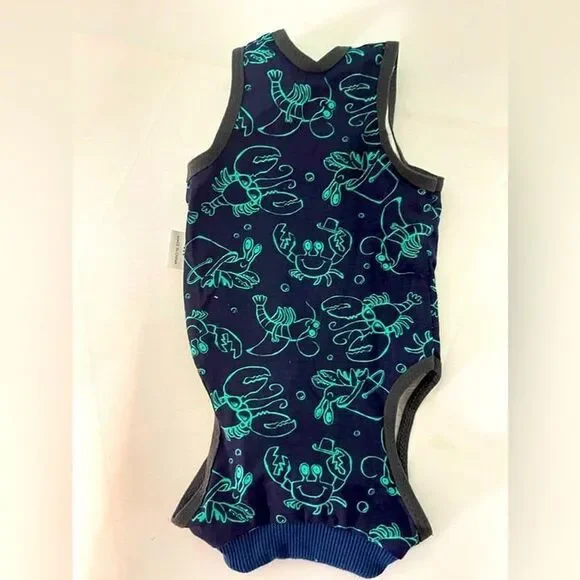 Dog onsie blue and‎ green size medium