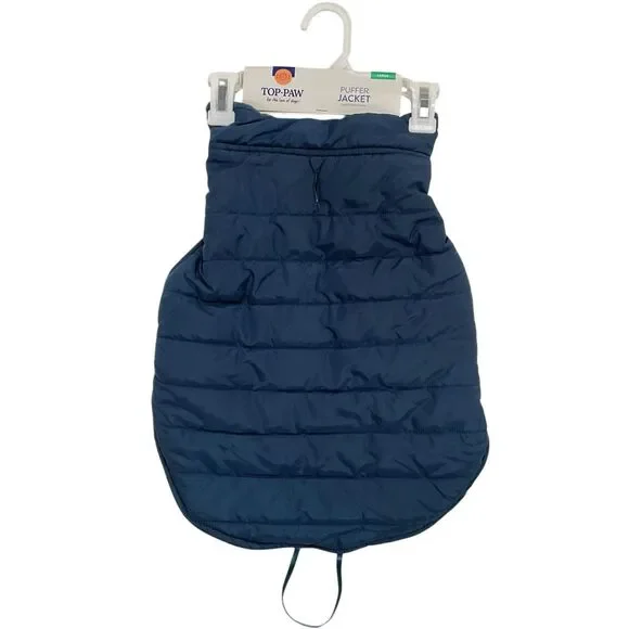 Top Paw Size L (17.5” / 29”) Blue Reversible Dog Puffer Jacket‎ Warm Winter NWT
