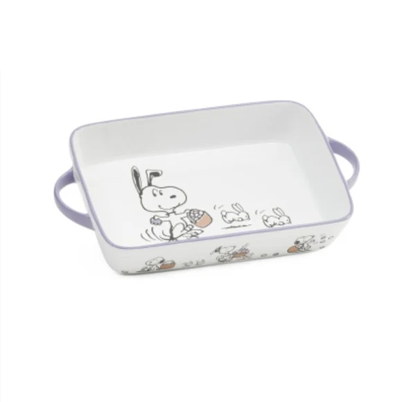 PEANUTS Easter Beagle Snoopy Rect. Ceramic Baking Dish BNWT LtdEd SO