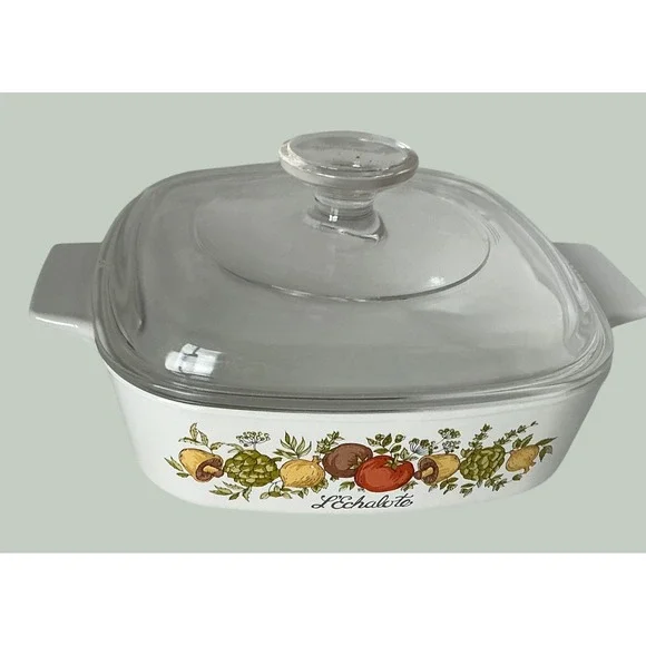 Corning Ware Vintage Spice of Life L'Echalote Casserole Dish 1 Quart A-1-B Lid