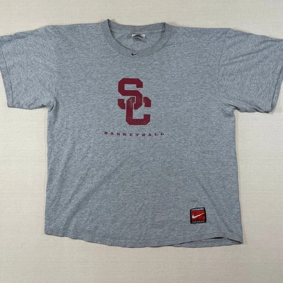 Vintage Nike Team Sports USC Trojans Basketball T-Shirt Gray Mens Medium 90s Tee