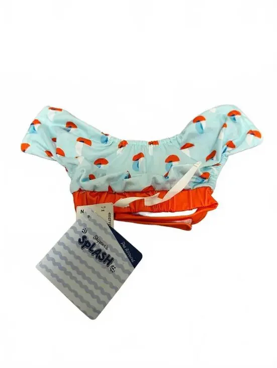Skipper's Splash Sailboat Dog Swimsuit Orange Blue XS