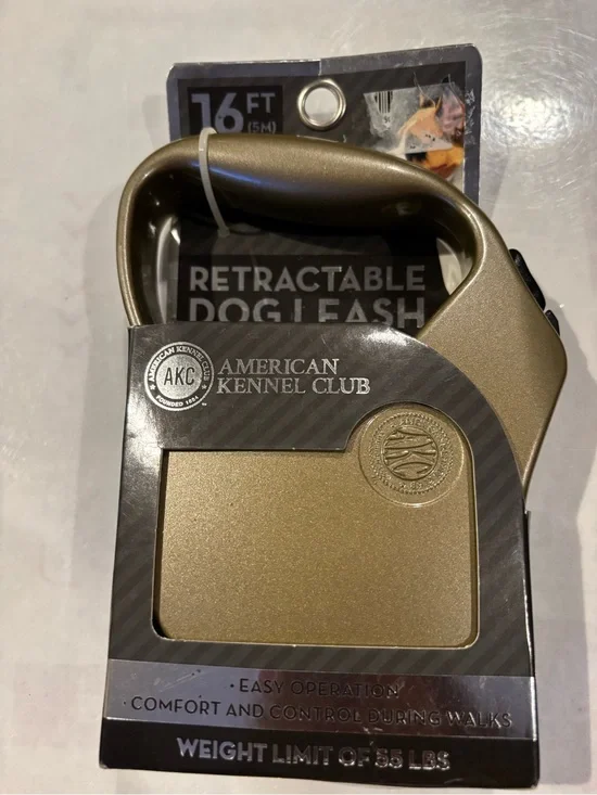 American Kennel Club Gold Retractable Dog Leash - 16 ft