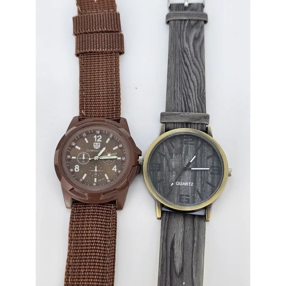 2X Men's‎ Analog Watches 40MM Brown Gray Dial Brown Gray Bands New Battery