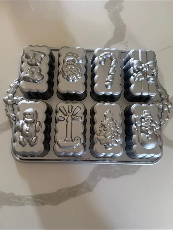 Festive Mini Loaf Pan - Silver Holiday Molds