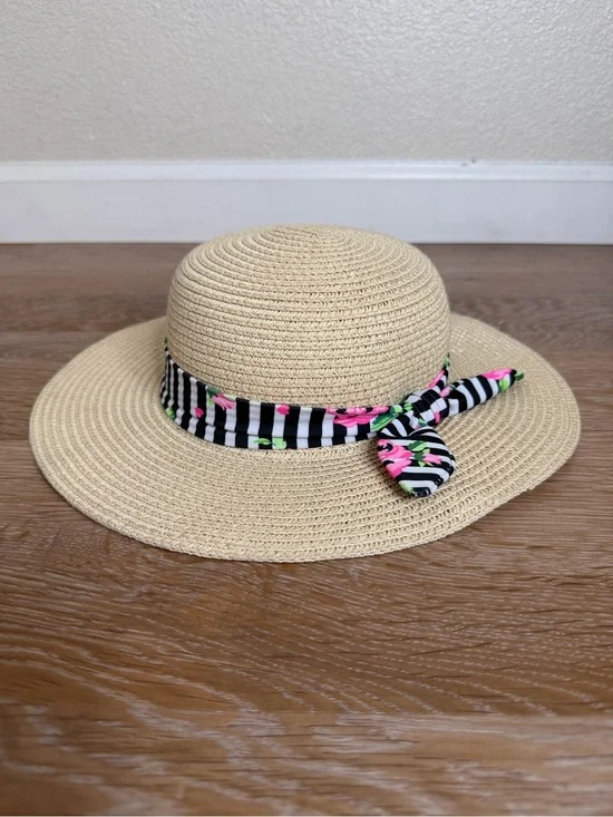Straw Floral BUNDLE (2) Packable Summer Hat, Size 4T-6T
