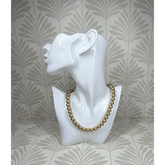 Richelieu Vintage Gold Faux Pearl Strand Necklace Choker Clasp 18 Inch 60s