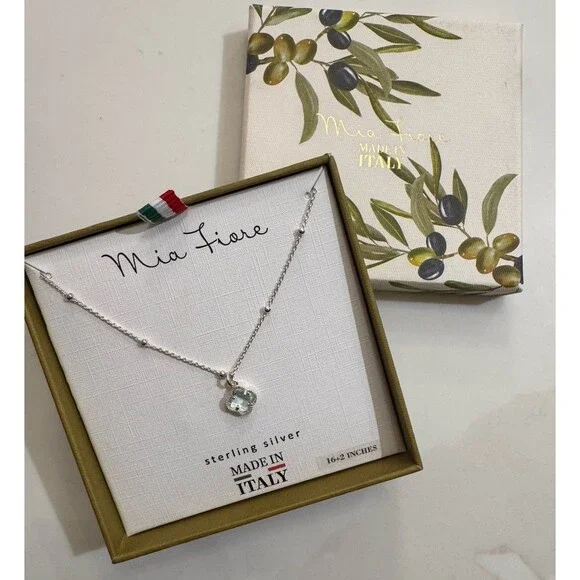 Mia Fiore 925 Sterling Silver Clover Crystal Pendant Necklace 16+2