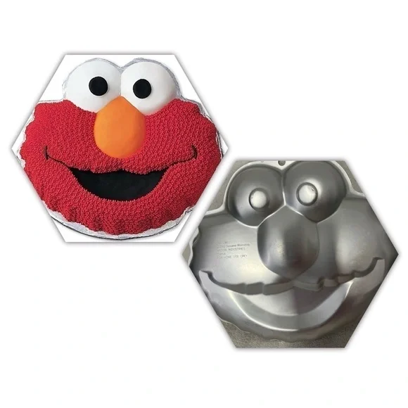 Vintage 2002 Wilton Sesame Street Elmo Shaped Aluminum Cake Pan 2105-3461 EUC