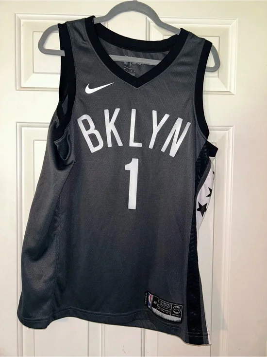 Nike BKLYN #1 Russell Black Basketball Jersey