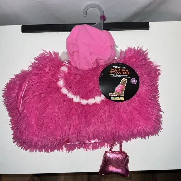 Vibrant Life Paw-risian Pet Costume Pink Halloween Medium Dog 20-50 Lbs - New