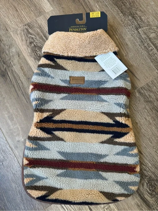 Pendleton Dog Cream Multi-Color Stripe Sherpa Pullover