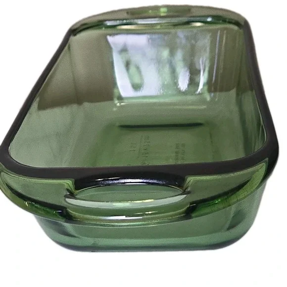 VTG Fire King Green Glass Baking Dish 6x9 Anchor Hocking Ovenware Casserole USA