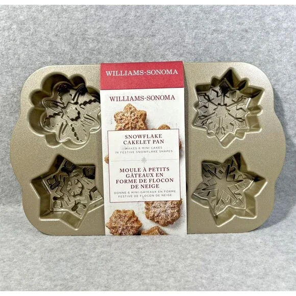 Williams Sonoma Nordicware Snowflake Cakelet Pan NEW 6 Mini Cakes Frozen Cupcake