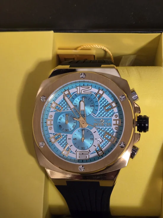 Invicta Gold-Tone Case Turquoise Dial Men's Chronograph Watch