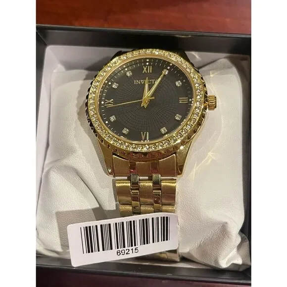 Invicta Men’s Specialty Watch - Gold & Black Crystal Accent Bracelet Watch 69215