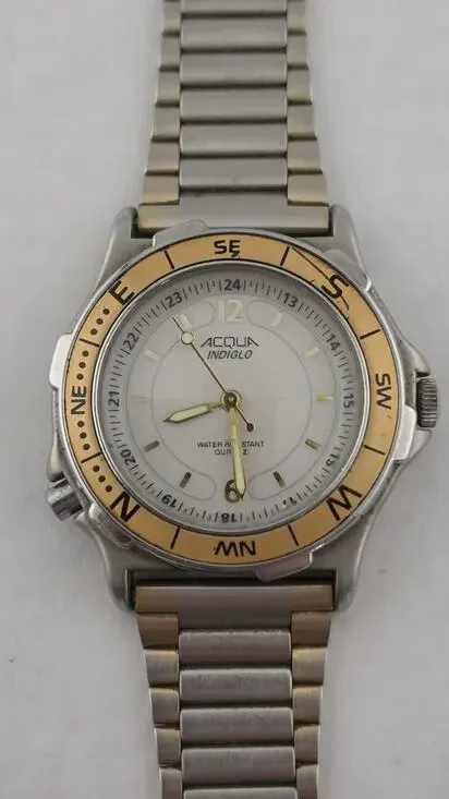 Mens Vintage 1996 Timex Acqua Indiglo Quartz Rotating Bezel Watch Almost Mint