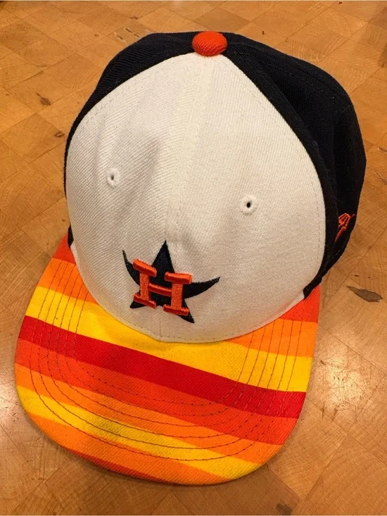 New Era Kids Cap - White, Navy, Orange, Yellow & Red Stripe