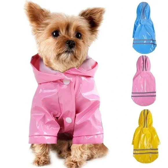 Dog/Pet/Puppy LARGE BLACK Hooded Waterproof Raincoat Reflective‎ Jacket